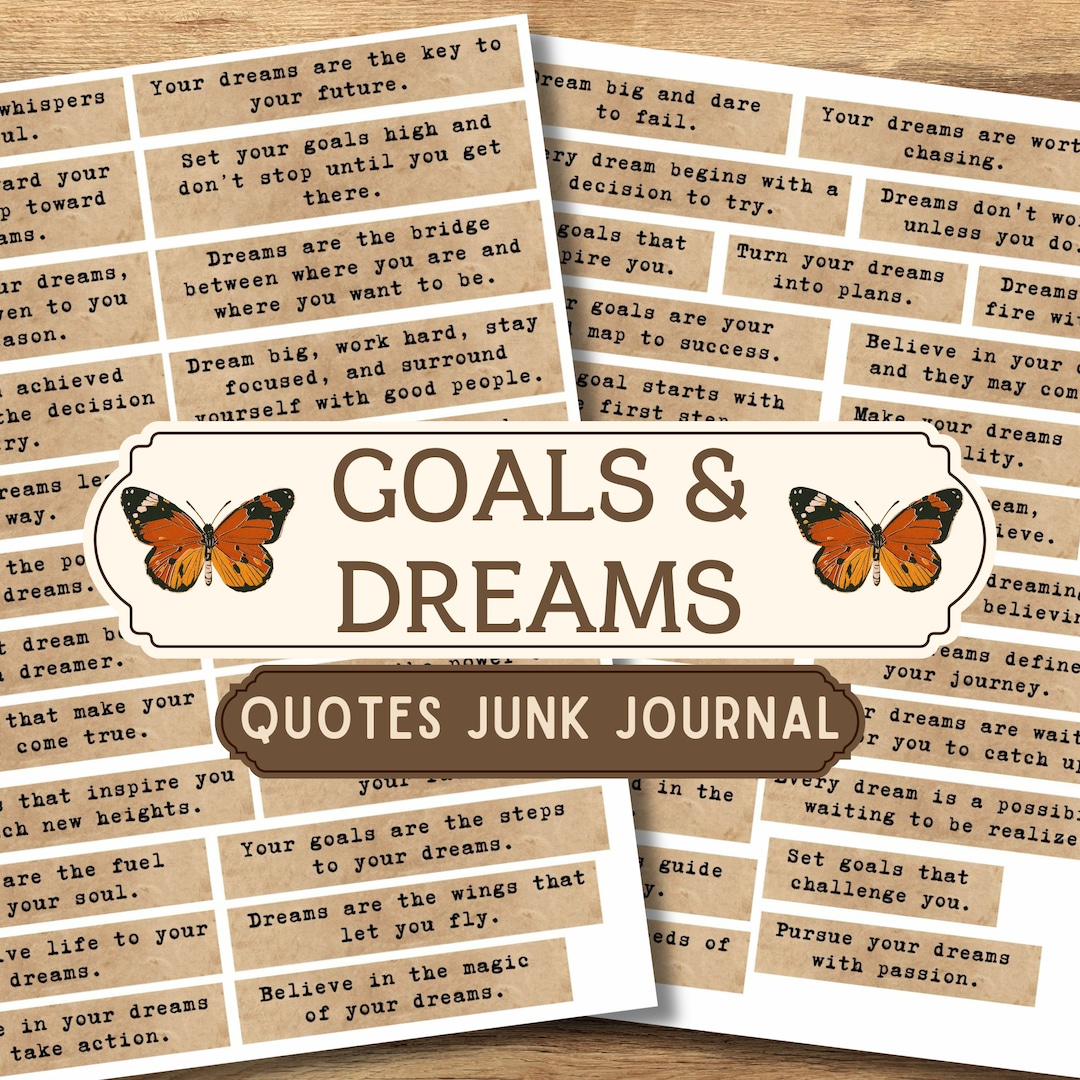 Goals &amp; Dreams Quotes: Junk Journal Ephemera (digital Download) - Etsy