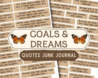 Goals & Dreams Quotes: Junk Journal Ephemera (Digital Download)
