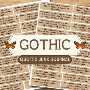 Gothic Quotes Junk Journal Printable, Gothic Label Quotes, Label Junk Journal Ephemera, Quotes Scrapbooking, Gothic Journaling, Halloween