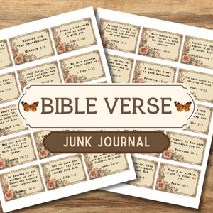 Printable Bible Verse Junk Journal, Bible Verse Label, Bible Word Scraps, Scripture Verse, Words Junk Journal Ephemera, Words Scrapbooking