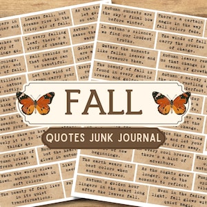 Printable Fall Junk Journal Quotes, Phrases, Autumn Label, Fall Junk Journal Ephemera, Fall Words Scrapbooking, Fall Journaling, Fussy Cuts