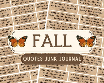 Citas otoñales para imprimir, efímeros de otoño para diario creativo, papel acogedor para álbum de recortes de Acción de Gracias, palabras otoñales vintage para imprimir, manualidades digitales