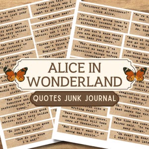 Printable Alice in Wonderland Quotes, Alice in Wonderland Junk Journals, Ephemera, Embellishments, Label, Vintage, Fussy Cut, Scrapbooking