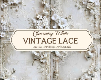 Vintage Lace Digital Paper: Shabby Chic Scrapbook Kit (Digital Download)