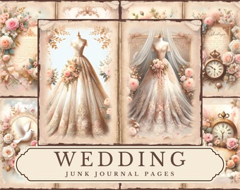 Shabby Chic Wedding Junk Journal Pages: Vintage Floral Ephemera