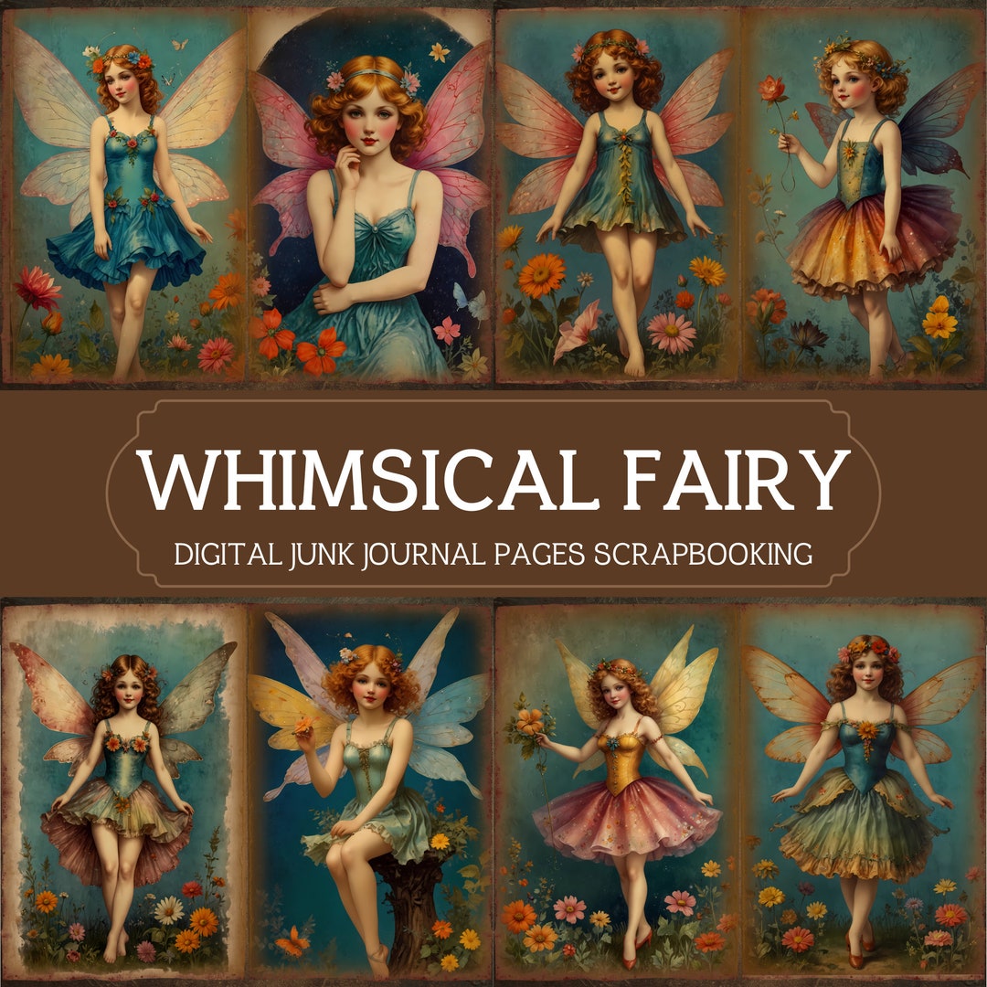 Printable Vintage Fairies Junk Journal Pages, Fairy Junk Journal, Junk ...