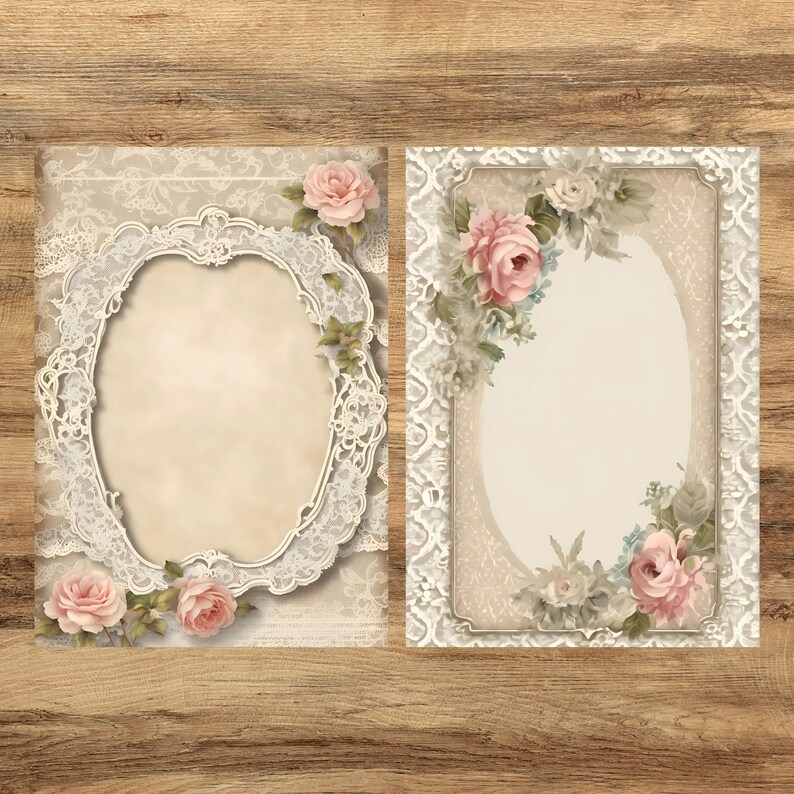 Vintage Lace Frame Digital Paper: Shabby Chic Scrapbook (digital