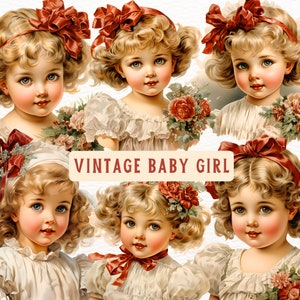 10 PNG Vintage Victorian Girl Clipart Bundle - Vintage Ephemera - Commercial Use - Transparent Background