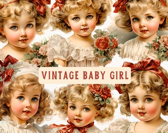 10 PNG Vintage Victorian Girl Clipart Bundle - Vintage Ephemera - Commercial Use - Transparent Background