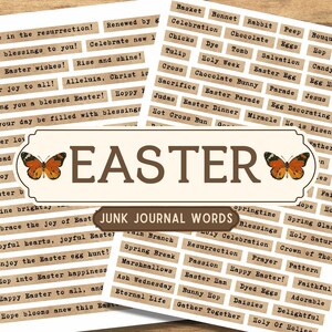 Easter Words Digital, Sentiments, Junk Journal Words, Phrases, Easter Ephemera Words, Junk Journal Kit, Vintage, Printable, Instant Download