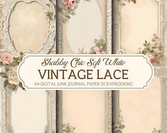 Vintage Lace Frame Digital Paper: Shabby Chic A4 Printable (Digital Download)
