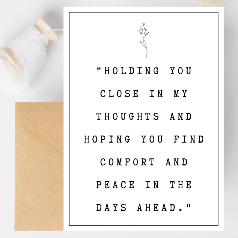Minimalist Printable Sympathy Card, Condolence Card, for Loss, Loved One, Memorial Card, Comfort ...