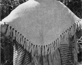 Années 1950 tricoté frangé Cape Stole Pattern PDF vintage