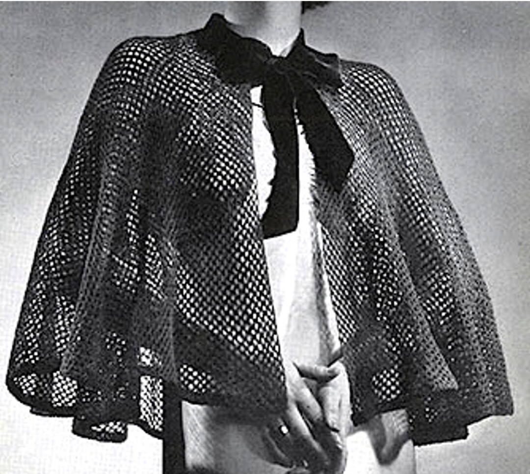 1930s Crochet Formal Fishnet Cape Vintage Pattern PDF - Etsy
