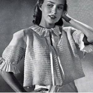 1940s Knitted Bed Jacket No. 2 Vintage Pattern PDF