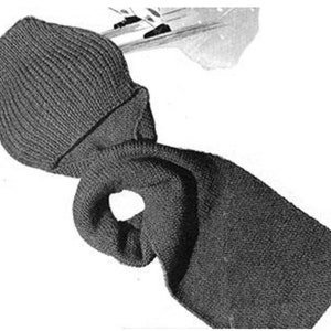1940s Knitted Cap with Muffler PDF Vintage Pattern
