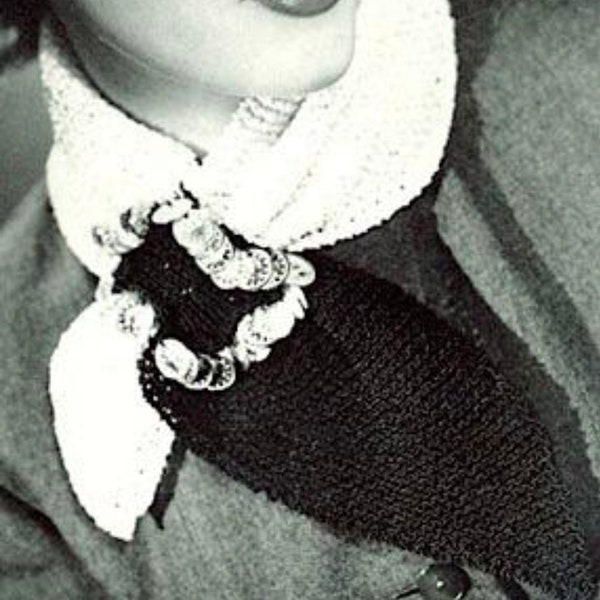 Knitted French Style Silk Corde Neckerchief PDF Vintage Pattern