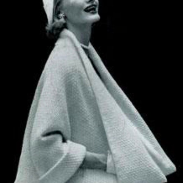 1950s Knitted Coat Cape Pattern PDF Vintage