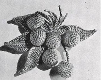 1930s Crochet Cherries Boutonniere Vintage Pattern PDF