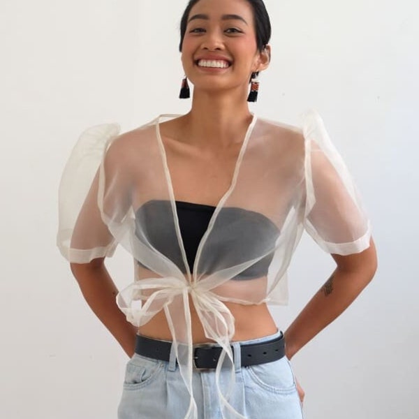 Ivory Sheer Cropped Bolero