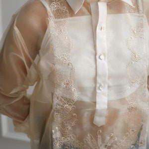 Sheer Organza Barong Tagalog Mens Shirt