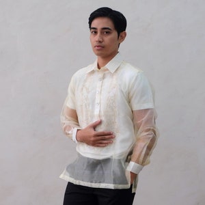 Sheer Organza Barong Tagalog Mens Shirt