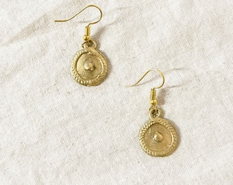 Tboli Hand-Cast Brass -  Circle Earrings Minimalist Geometric Casual Ethnic Filipino Handmade Fashion Accessory Mindanao Philippines