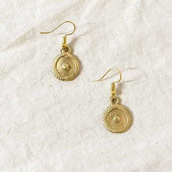 Tboli Hand-Cast Brass -  Circle Earrings Minimalist Geometric Casual Ethnic Filipino Handmade Fashion Accessory Mindanao Philippines