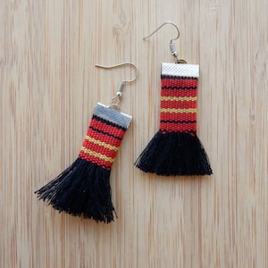 Handwoven Kalinga Tassel Earrings - Black - Handmade Handwoven Kalinga Philippines Filipino Jewelry Accessories Earrings