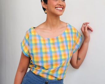 Multicolor Checked Patadyong Boxy Top - One of a Kind