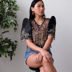 terno dress and short SHEIN Tween Girls' Square Neck Puff Sleeve Cinched Waist Short Sleeve Dress, Filipiniana Terno
