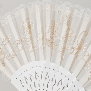 White Embroidered Pamaypay Hand Fan