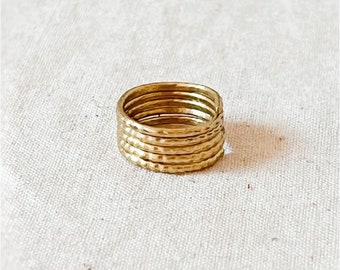Tboli Stackable Spiral Brass Ring - Hammered Finish Filipino Indigenous Statement Jewelry Men Women Elegant ring size 5.5, 6, 6.5, 7.5, 8