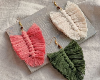 Macrame Philippine Cotton Earrings Filipino Handmade Macrame Leaf Gift Idea Birthdays Graduation Manila Philippines