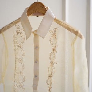 Sheer Organza Barong Tagalog Mens Shirt