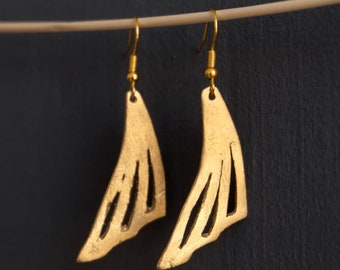 Tboli Hand-Cast Brass - Wing Earrings Fashionable Minimalist Casual Wear Accessories Filipino Jewelry Romantic Gift Lake Sebu Philippines