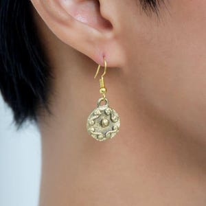 Tboli Hand-Cast Brass - Circle Earrings - Handmade Handcast Brass Tboli Philippines Filipino Jewelry Accessories Earrings