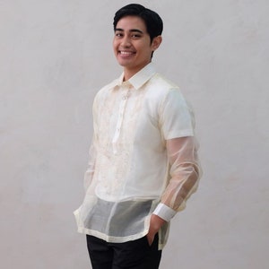 Sheer Organza Barong Tagalog Mens Shirt