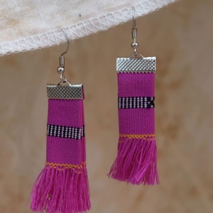 Handwoven Kalinga Tassel Earrings - Fuchsia - Handmade Handwoven Kalinga Philippines Filipino Jewelry Accessories Earrings