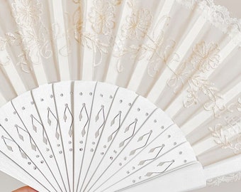 White Embroidered Pamaypay Filipino Aesthetic Handwoven Women Romantic Wedding Gift Philippines Modern Accessories Hand Fan