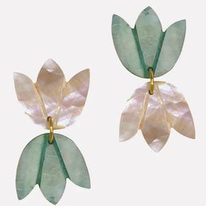Mother of Pearl Guita Drop Earrings – Hand-Carved Floral Filipino Jewelry, Wedding Accessories & Gift for Her