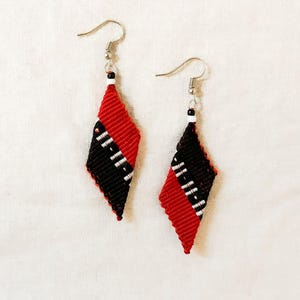 Handwoven Kalinga Trapezium Earrings - Black & Red - Handmade Handwoven Kalinga Philippines Filipino Jewelry Accessories Earrings
