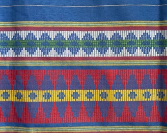 Authentic Cobalt Blue Silky Malong Random Geometric Pattern Accents Solid Color