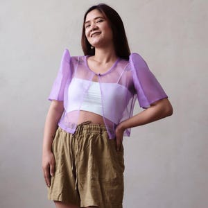 Ube Filipiniana シアー ボレロ、Filipiniana Terno スリーブ、フィリピンの服装服、軽量シアー ボレロ、本物のフィリピアナの服装