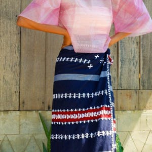 Filipino Navy Tapis Wrap/Blanket – Versatile Handwoven & Embroidered Cloth | Traditional Wrap | Tapis Malong Garment | Filipino Fabric