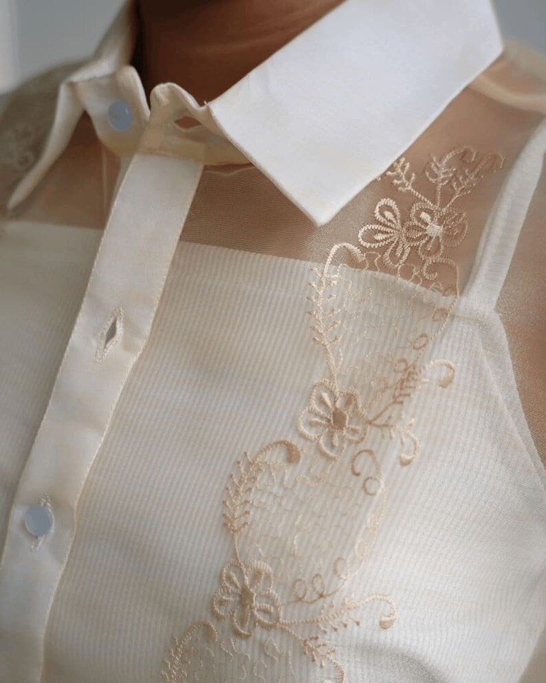 Sheer Organza Barong Tagalog Mens Shirt