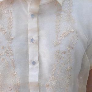 Sheer Organza Barong Tagalog Mens Shirt