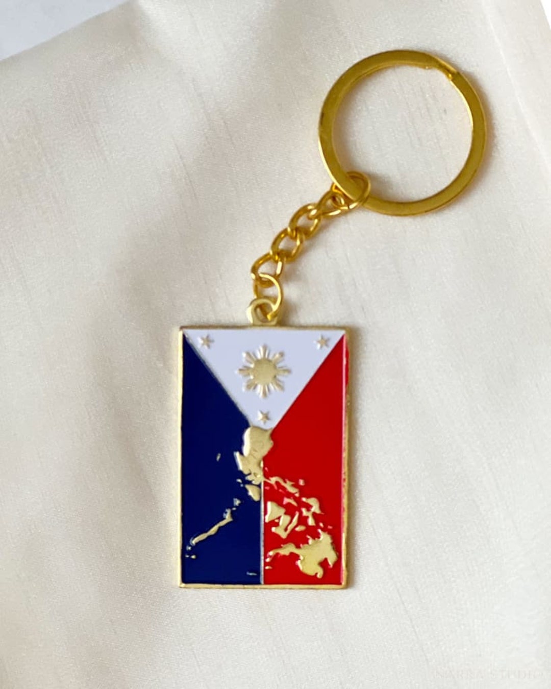 Philippine Flag Enamel Keychain Cute Sun Star Emblem Filipino Etsy