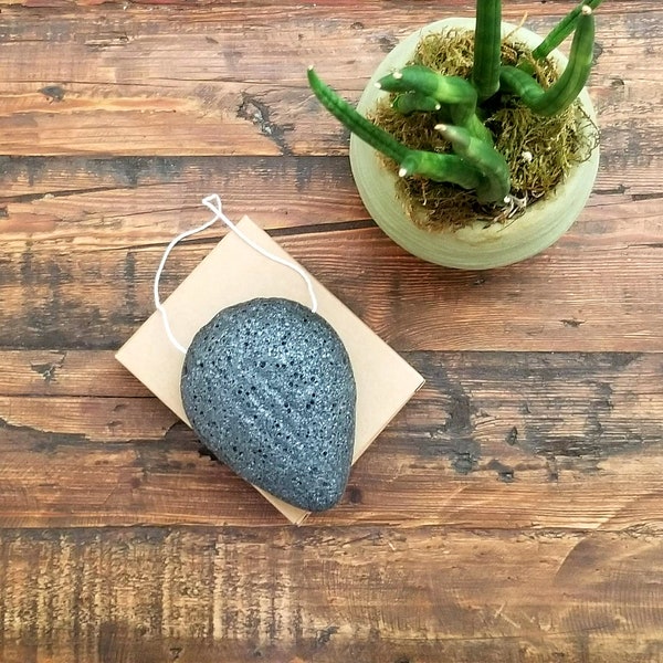 BUY One GET One FREE / Zero Waste Konjac Facial Sponge With Activated Charcoal