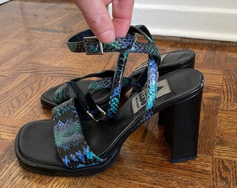 snakeskin footbed sandals